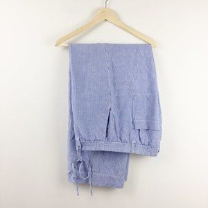 Talbots Easy Drawstring Pant Blue White Stripes 14